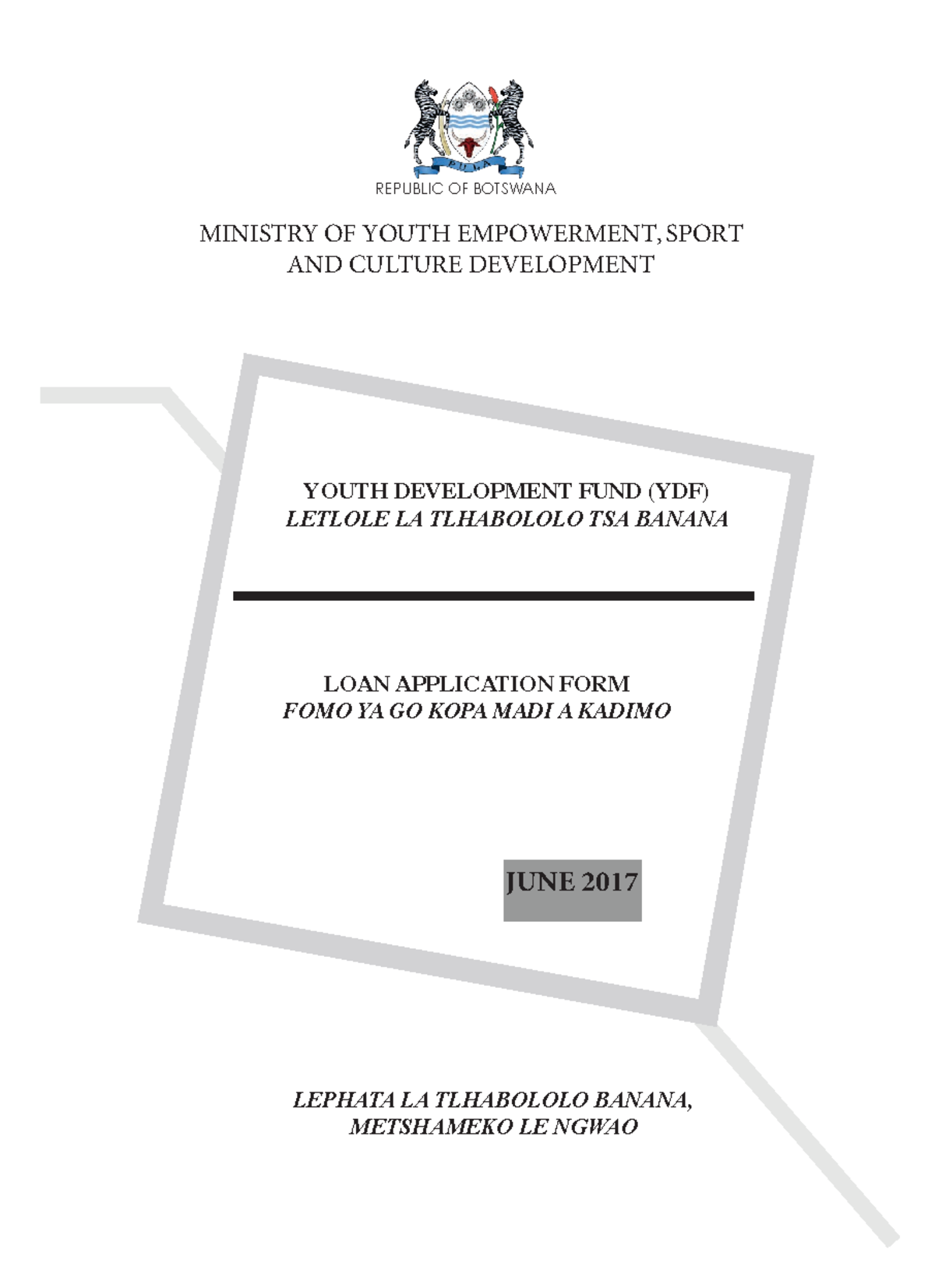 YDF FORM 4 July 2017 - Yoúth development fund guideline - MINISTRY OF ...