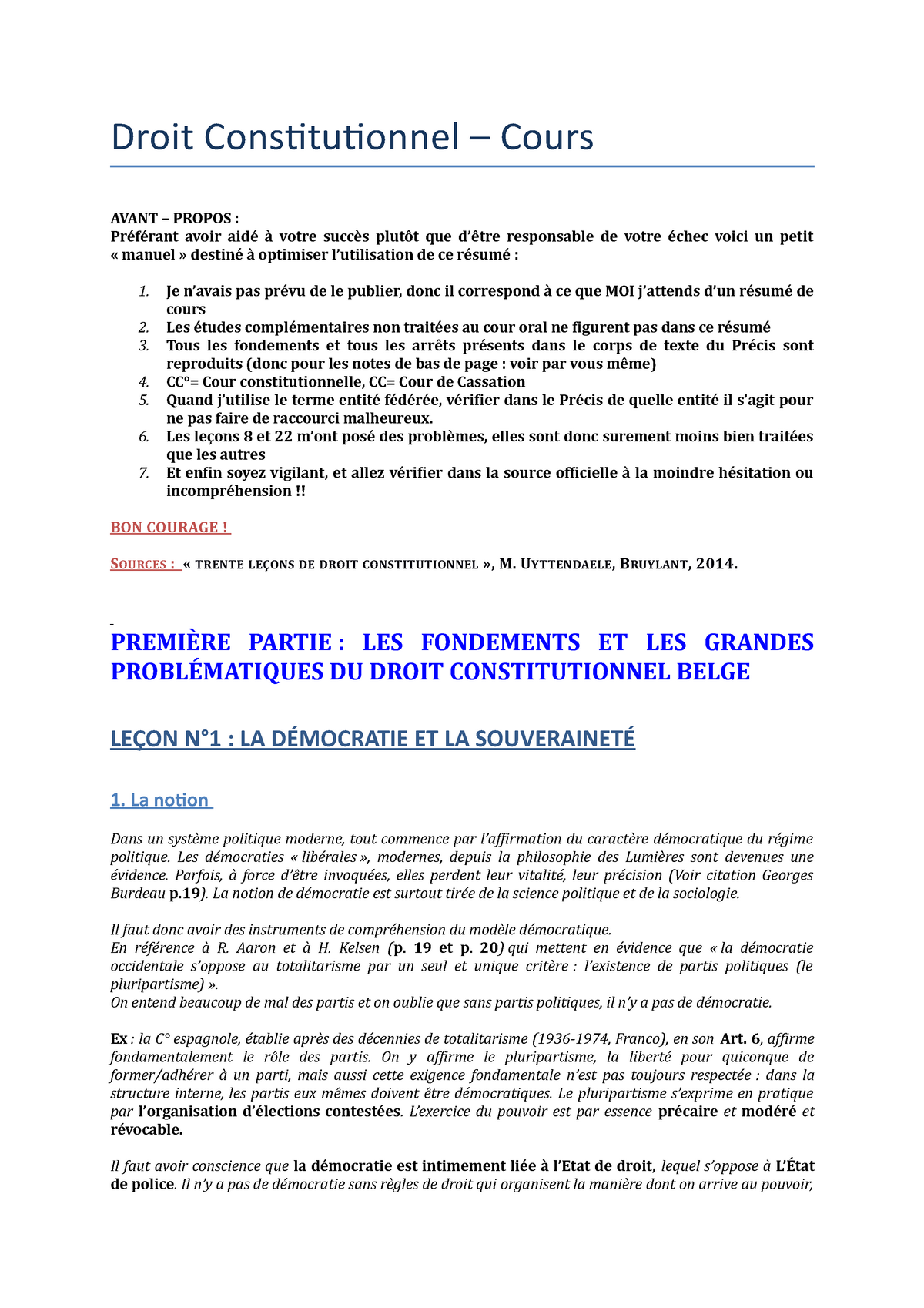 Droit Constitutionnel Cours Droit Constitutionnel Cours Avant Propos Avoir Votre Que Studocu