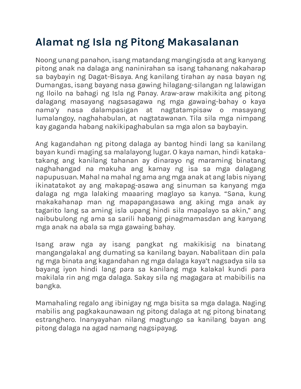 Alamat Ng Isla Ng Pitong Makasalanan Ang Kanilang Tirahan Ay Nasa Bayan Ng Dumangas Isang 6243