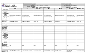 DLL ALL Subjects 2 Q4 W1 D1 - GRADES 1 to 12 DAILY LESSON LOG School ...