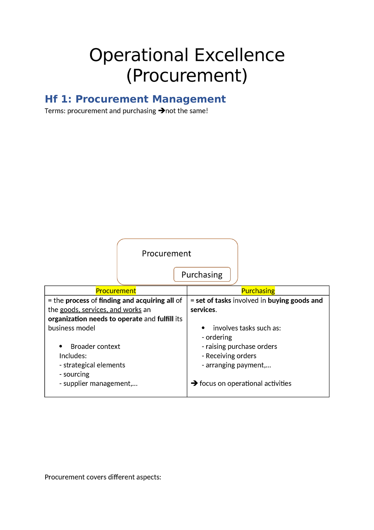 Operational excellence procurement 1 - Operational Excellence ...