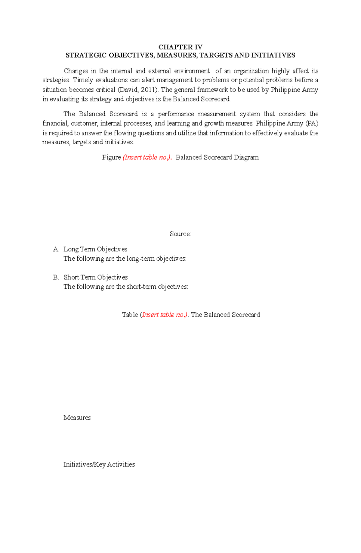 Format for Chapter 4 LECTURE CHAPTER IV STRATEGIC OBJECTIVES