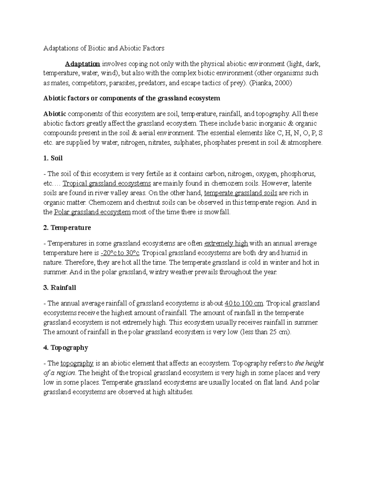 Adaptations of Biotic and Abiotic Factors - Adaptations of Biotic and ...