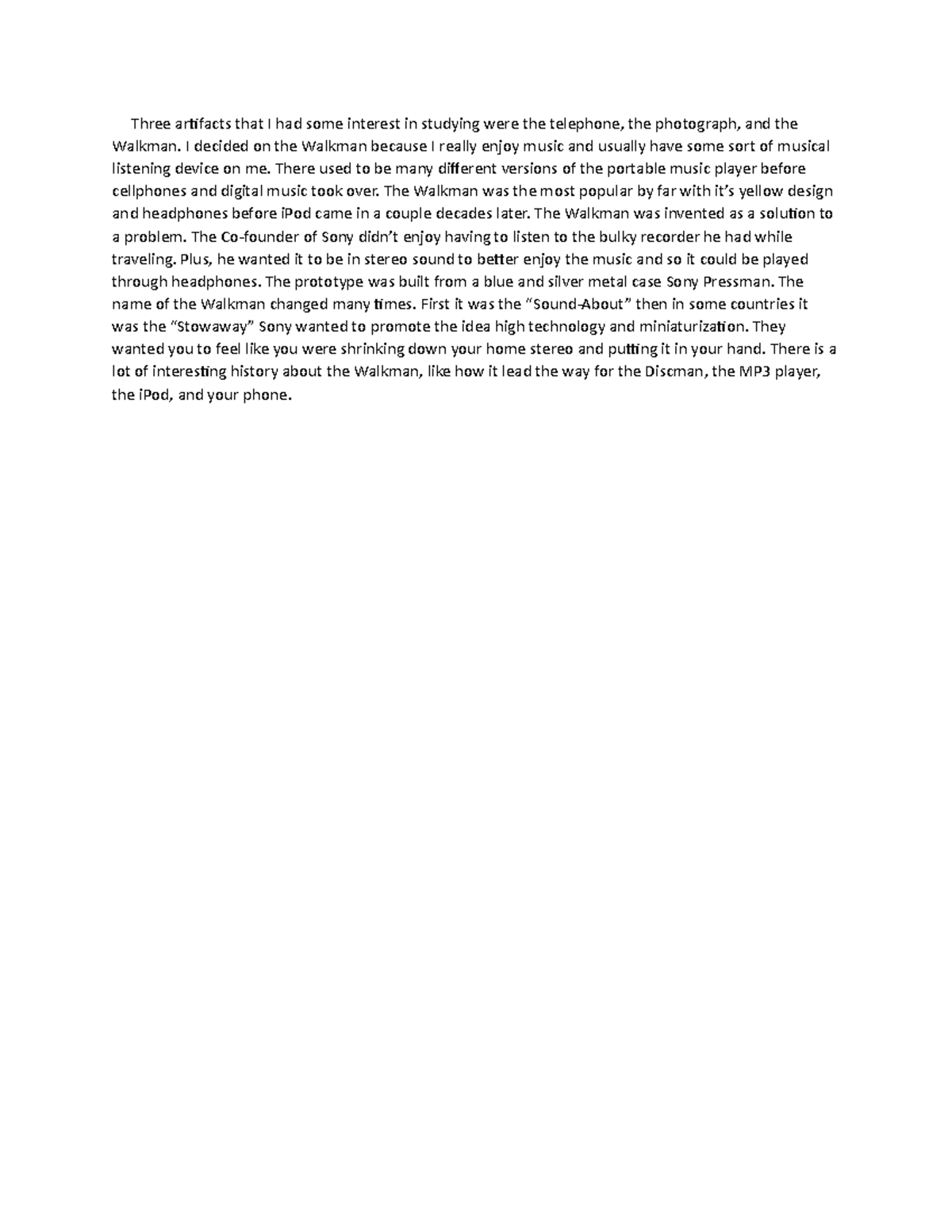 My Artifact - NOTES - Three artifacts that I had some interest in ...