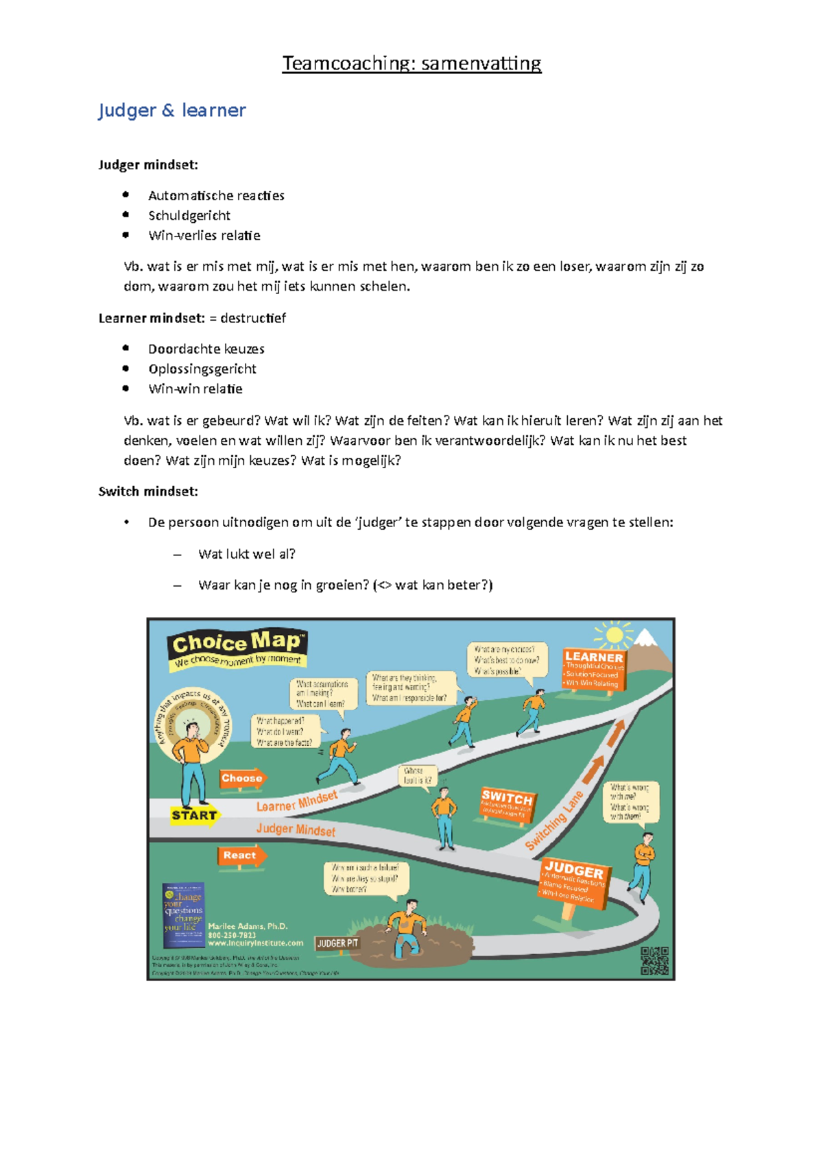 SV Teamcoaching - samenvatting - Judger & learner Judger mindset ...