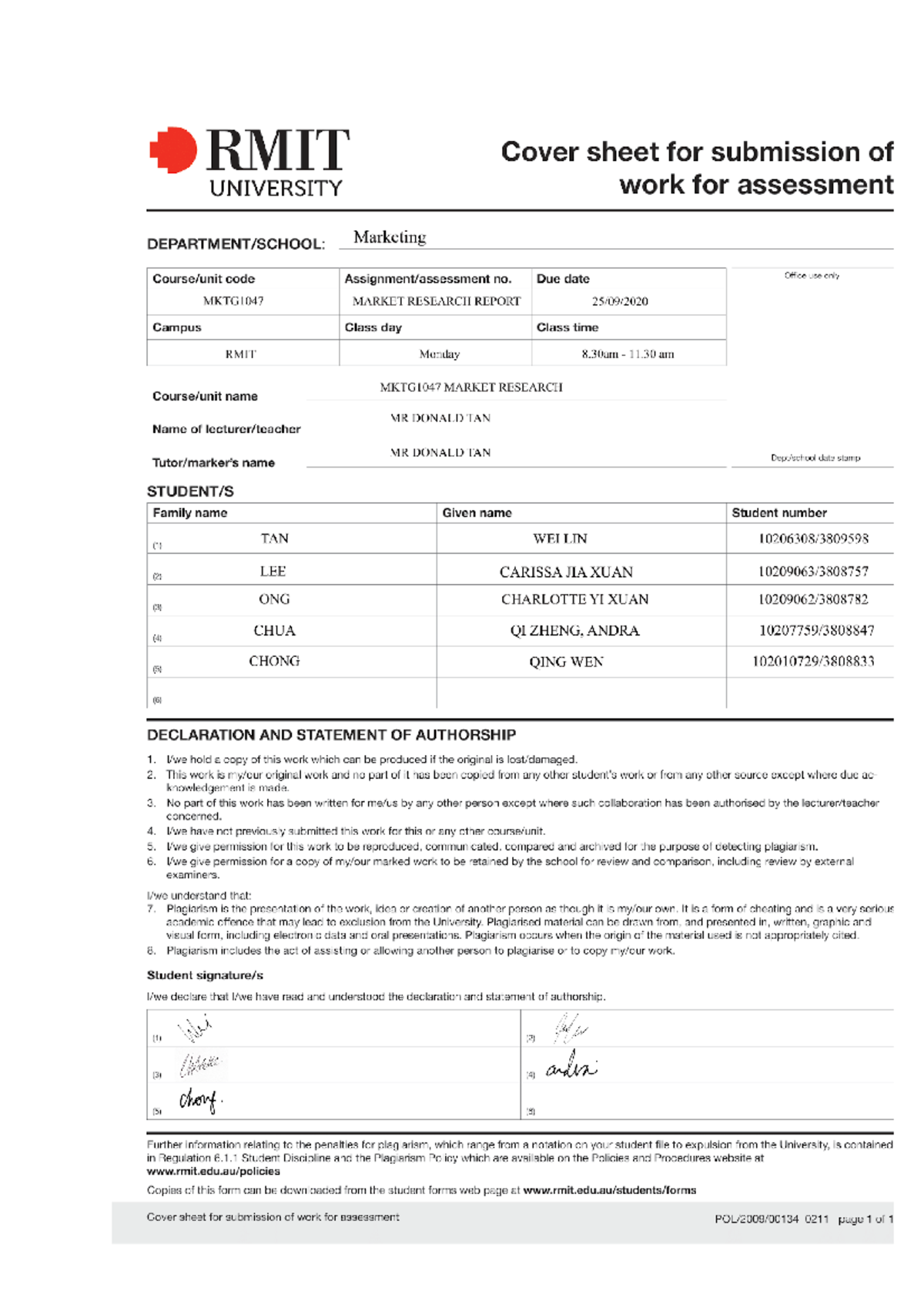 MKTG1047 Market Research Report Assignment 2020 - MKTG 1047 - RMIT ...