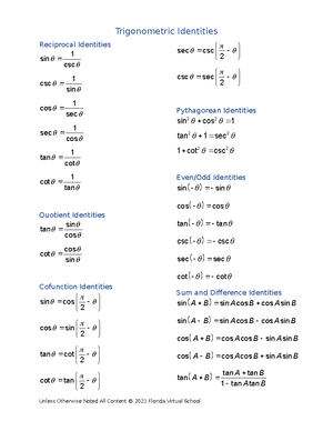 Trig inv and ID review key - Studocu