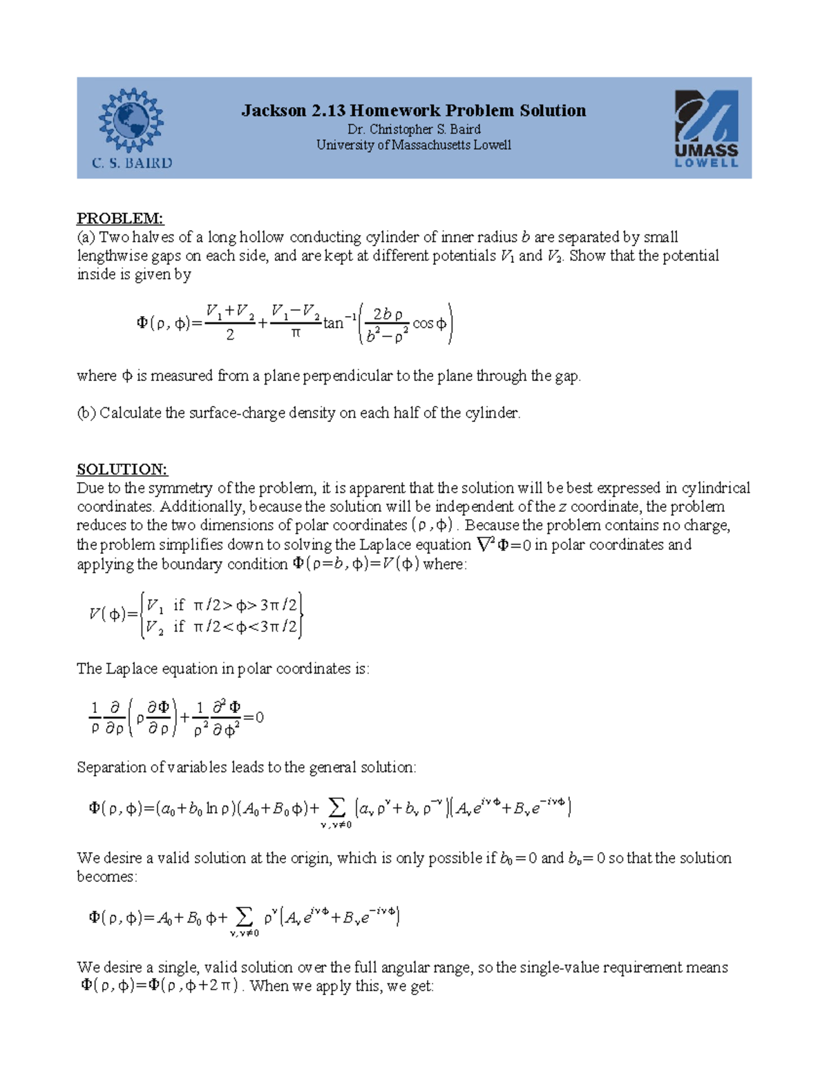 jackson 1.5 homework problem solution