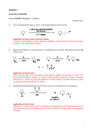 Organic Chemistry 2 June 2019 answers - Q1. Answer part a) and part b ...
