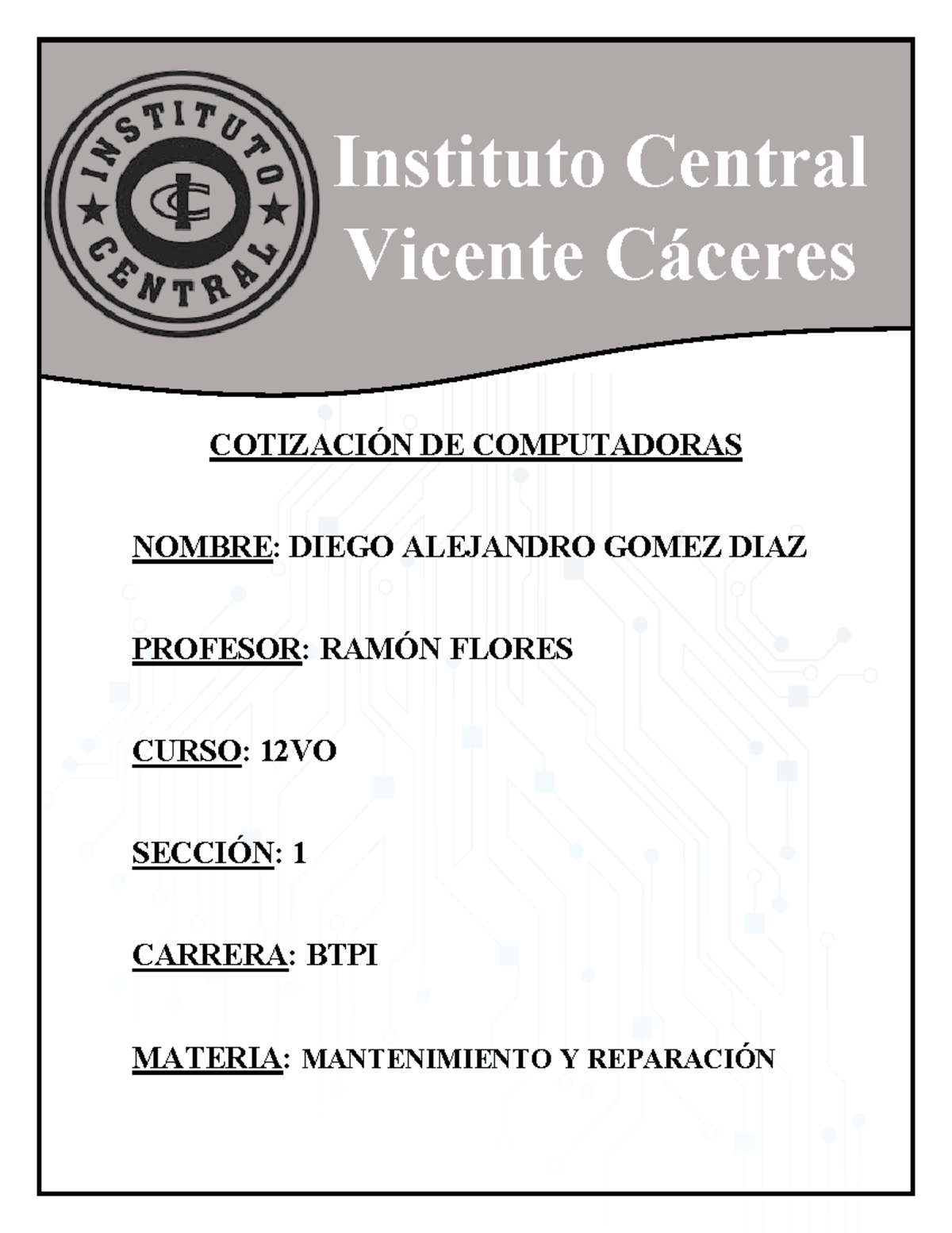 Informe de Cotización de Computadoras - Diego Diaz 12-1 BTPI ...