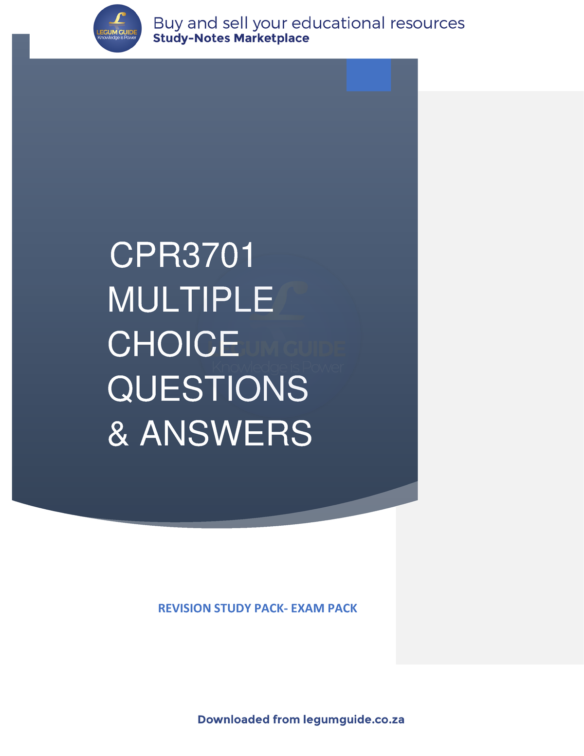 CPR3701-EXAM-PACK - Exam Packs And Notes - CPR MULTIPLE CHOICE ...