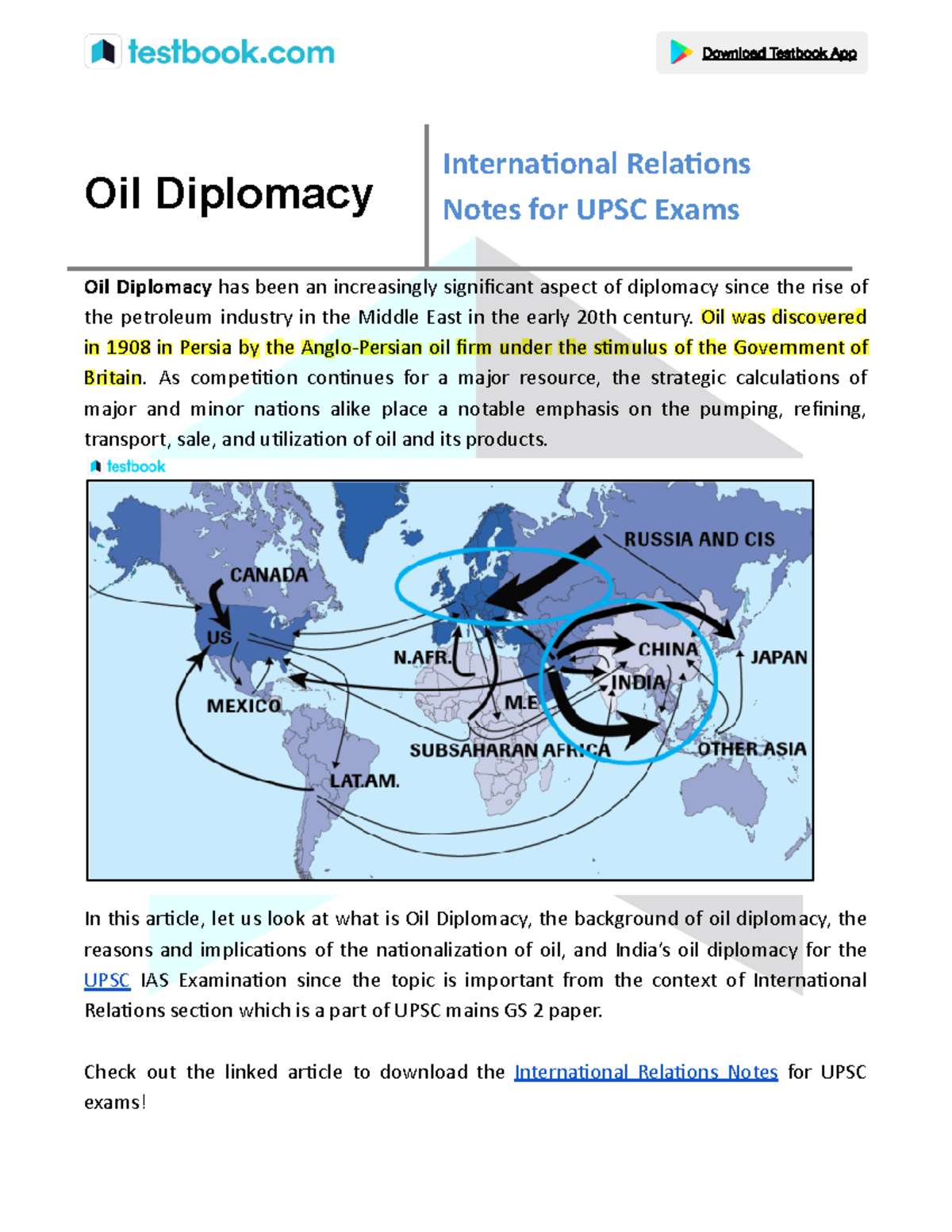 Oil-diplomacy - Oil Diplomacy Internaonal Relaons Notes for UPSC Exams ...