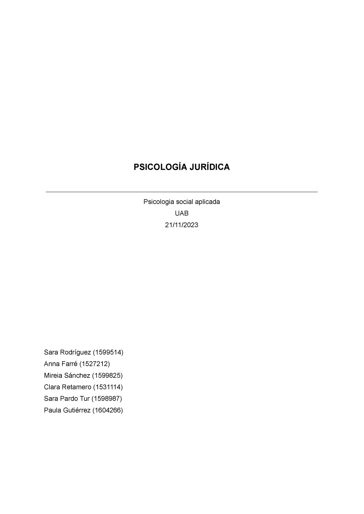 PsicologíA JURÍDICA - PSICOLOGÍA JURÍDICA Psicologia Social Aplicada ...