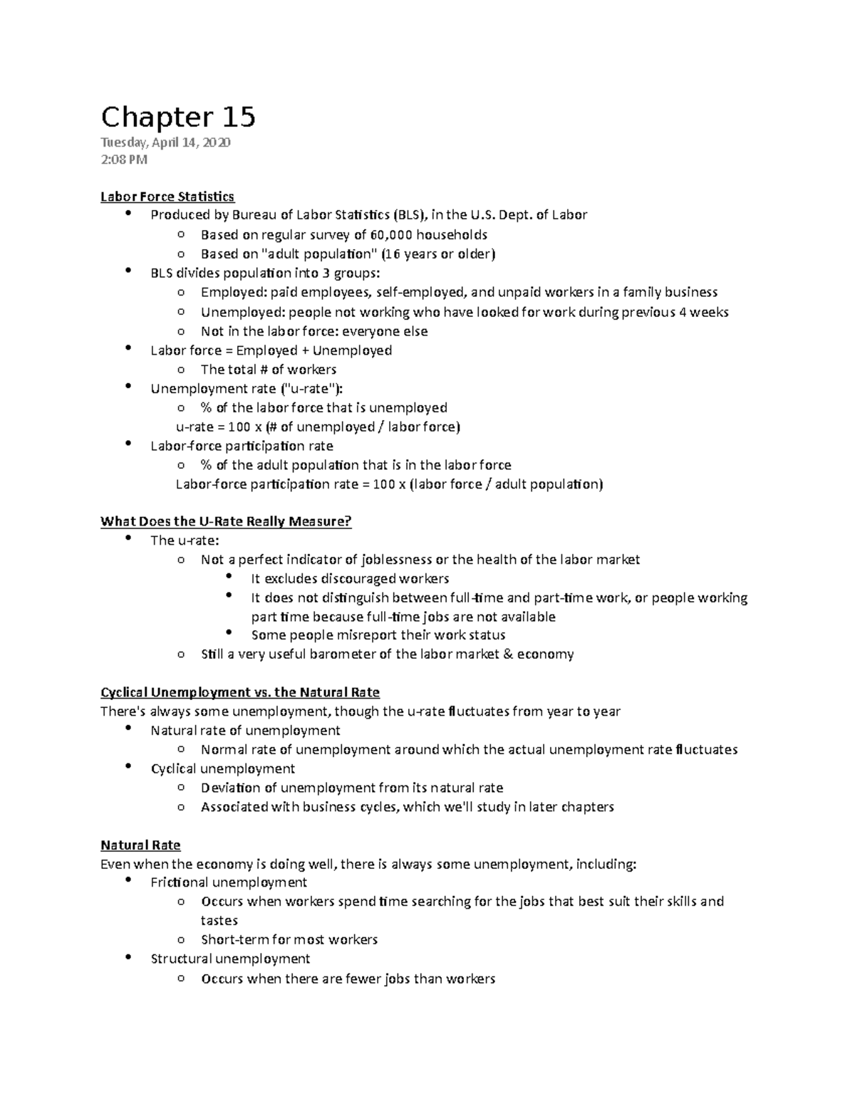 Chapter 15 - Lecture notes 8 - Chapter 15 Tuesday, April 14, 2020 2:08 ...