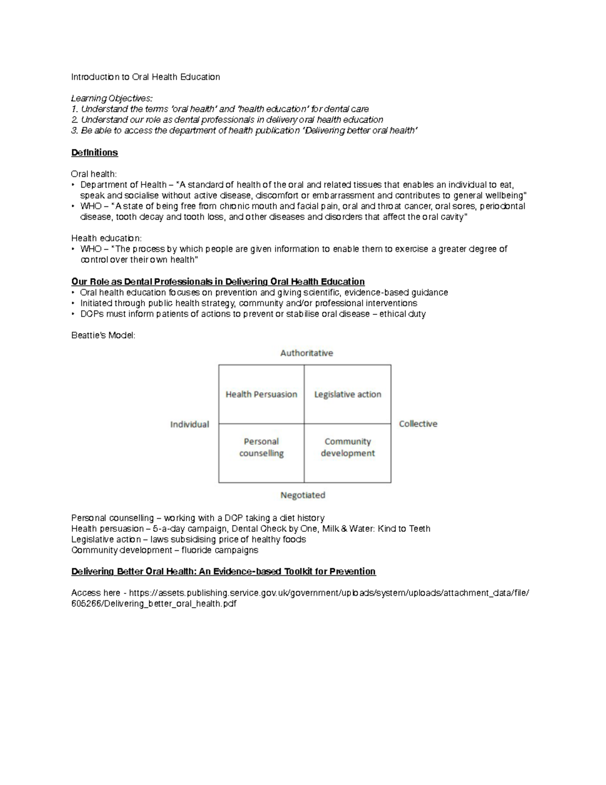 Health Promotion Introduction to Oral Health Education Introduction to Oral Health Education
