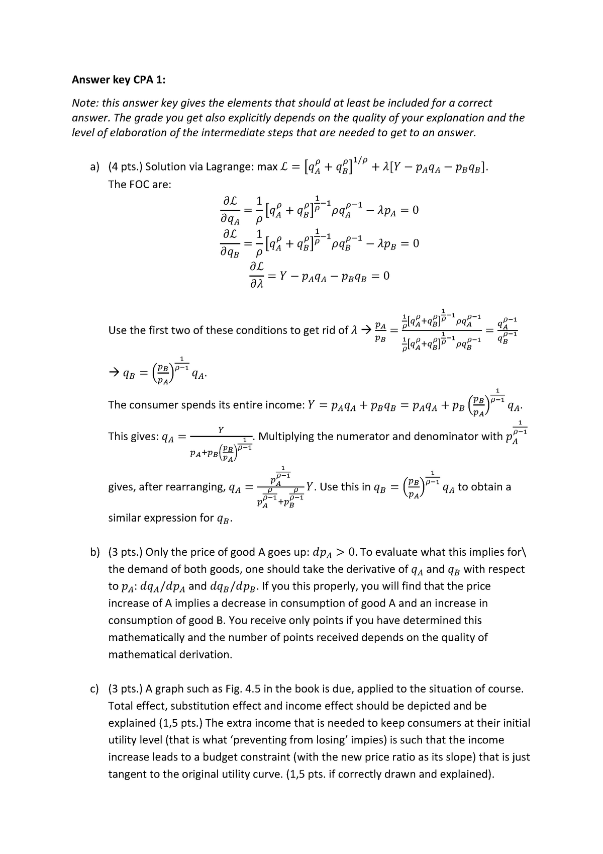 Microeconomics 1920 - CPA1 answer key - Warning: TT: undefined function ...