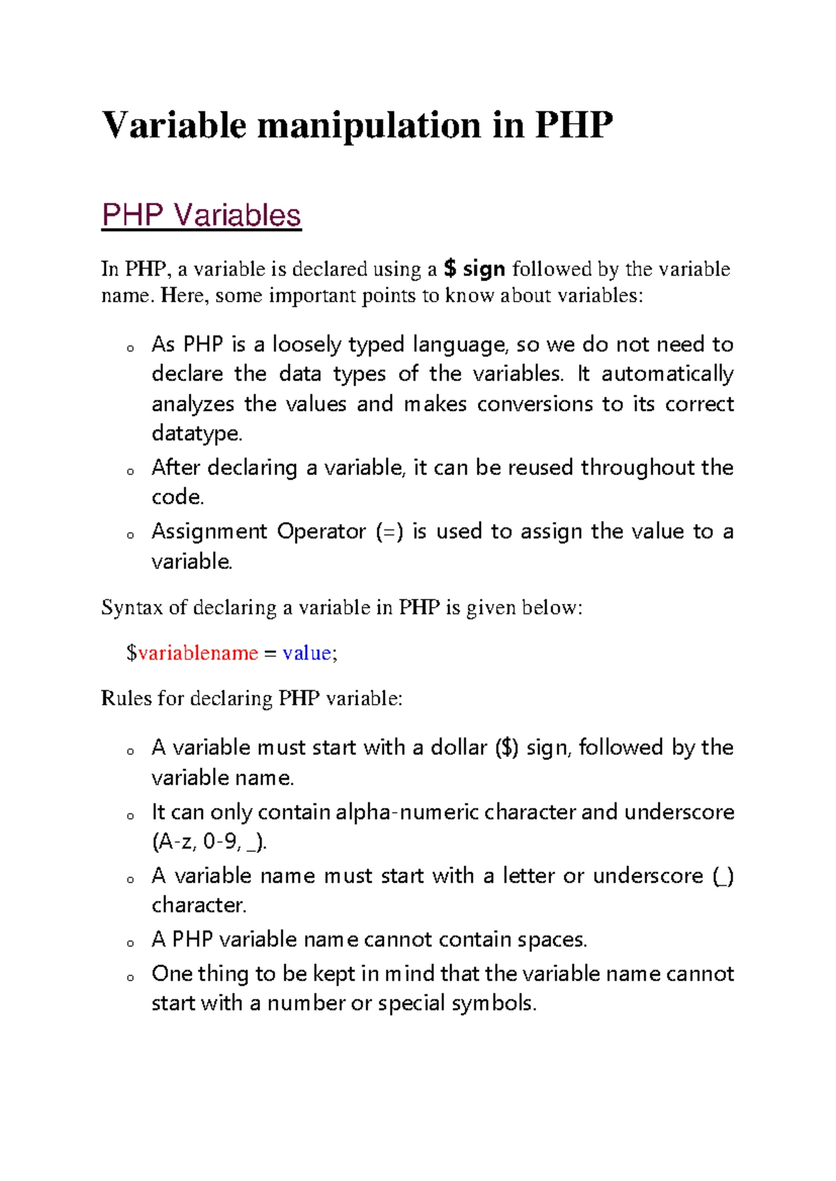 PHP Operators - PHP Operators PHP Operator is a symbol i used to ...