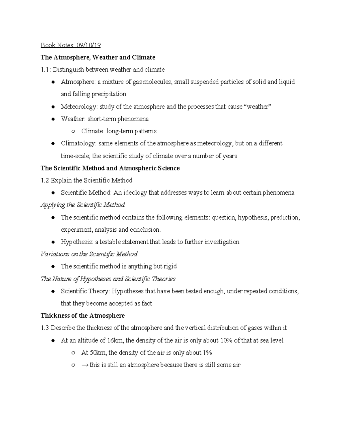 Chapter 1 Notes GEOG 5900 - Book Notes: 09/10/ The Atmosphere, Weather ...