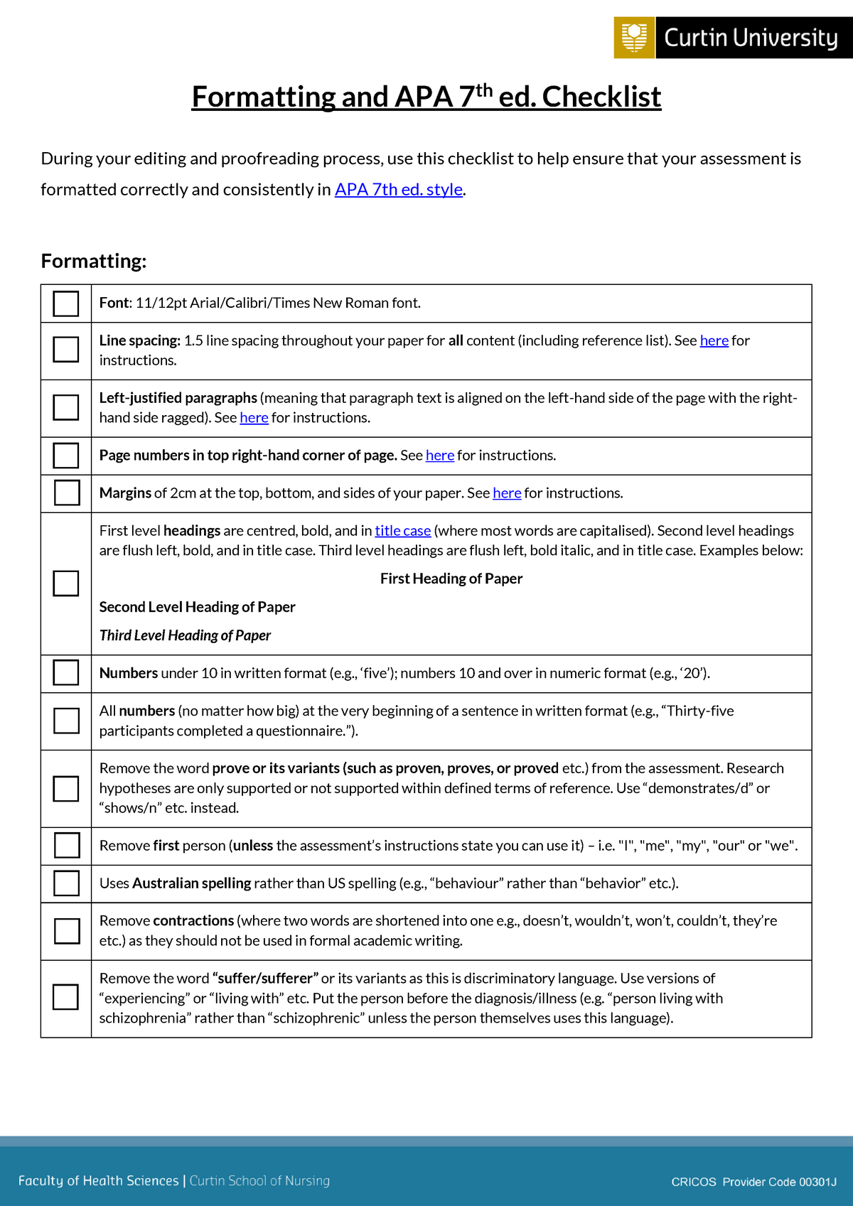 APA 7th Edition Checklist