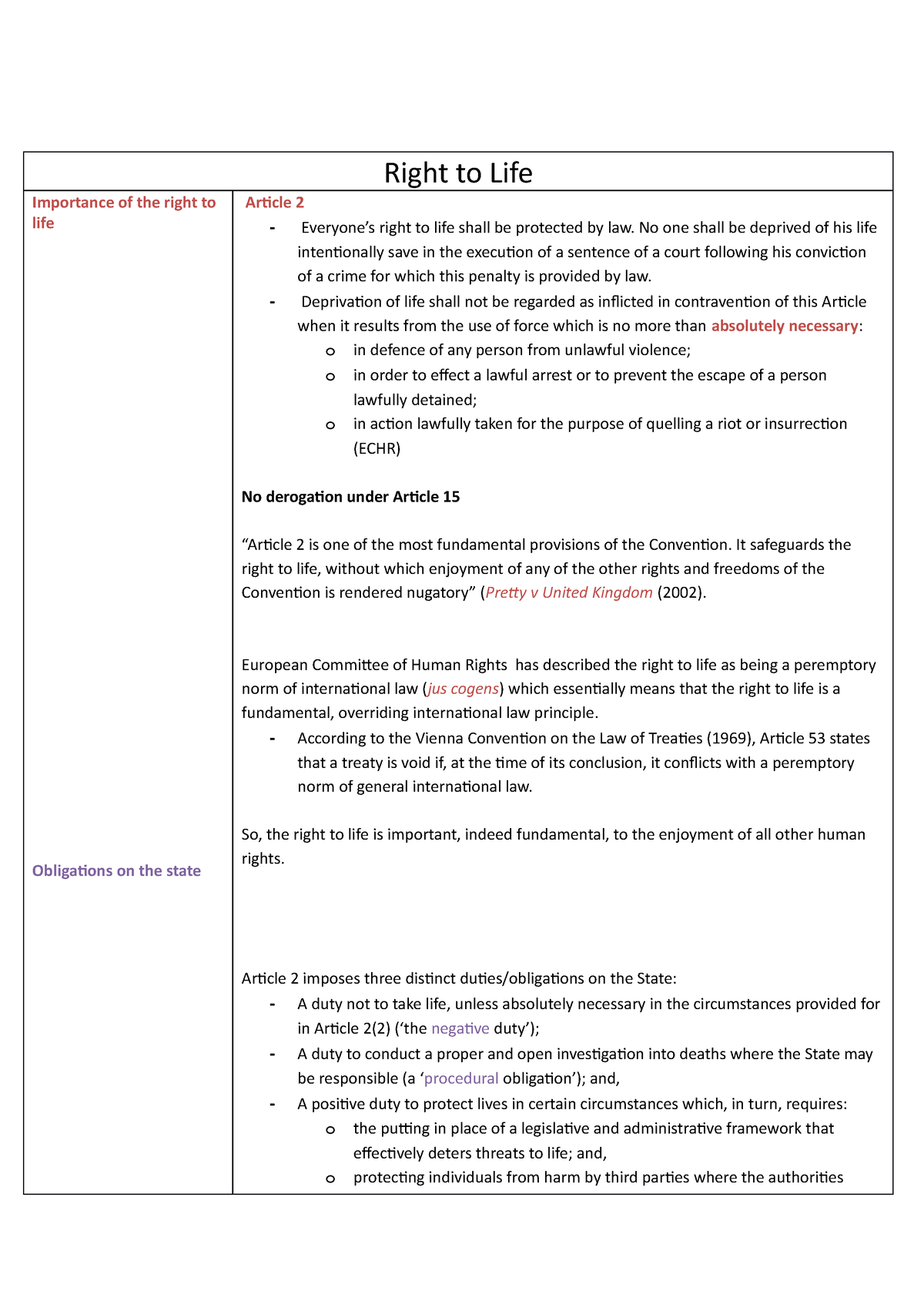 article 2 right to life essay