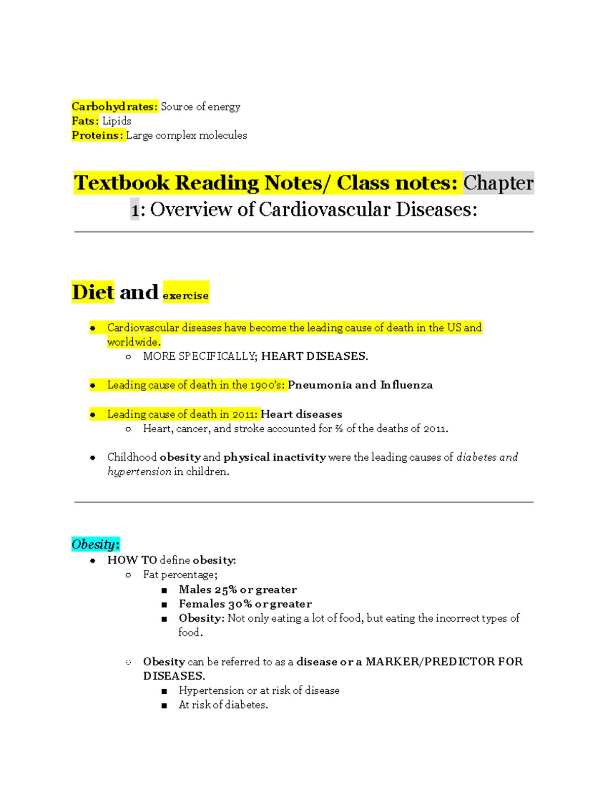 Chapter 1 Overview of Cardiovascular Diseases - MORE SPECIFICALLY ...