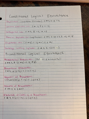 Propositional logic notes - Logical Equivalence If two logical ...
