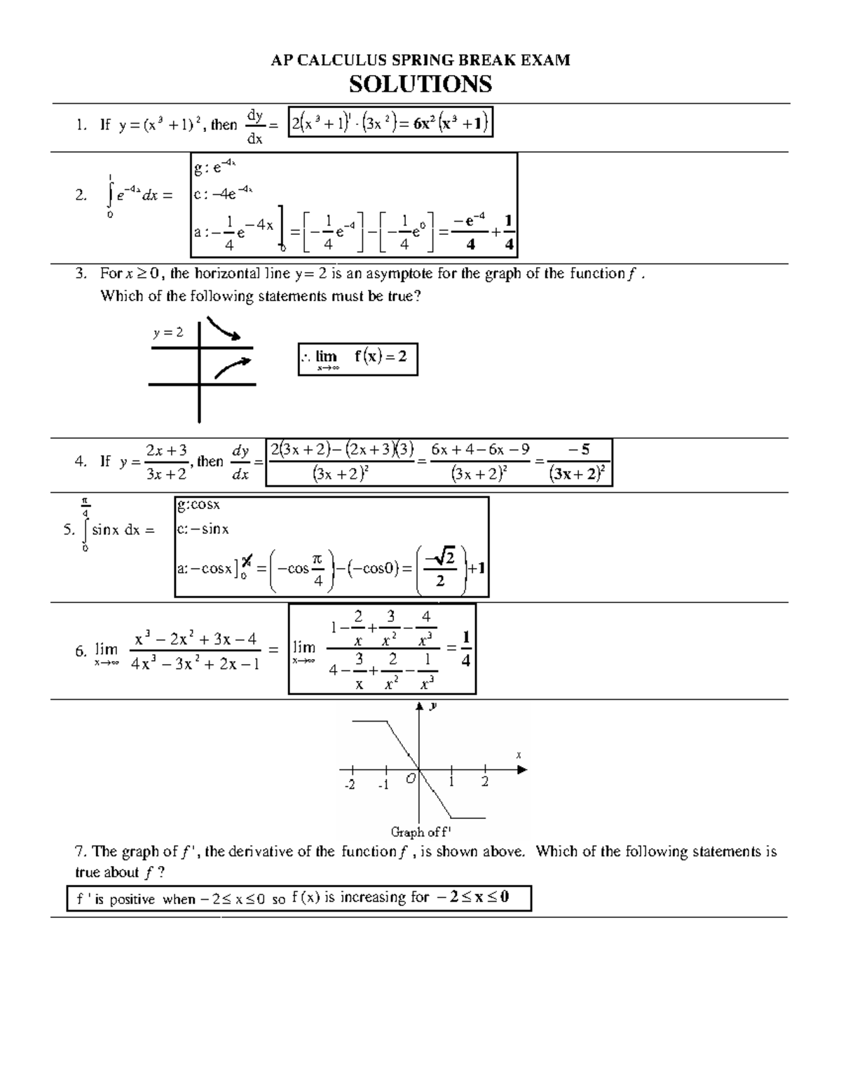 6 Calc1 mach5 spring break MC solutions - SOLUTIONS If 3 2 y = (x +1 ...