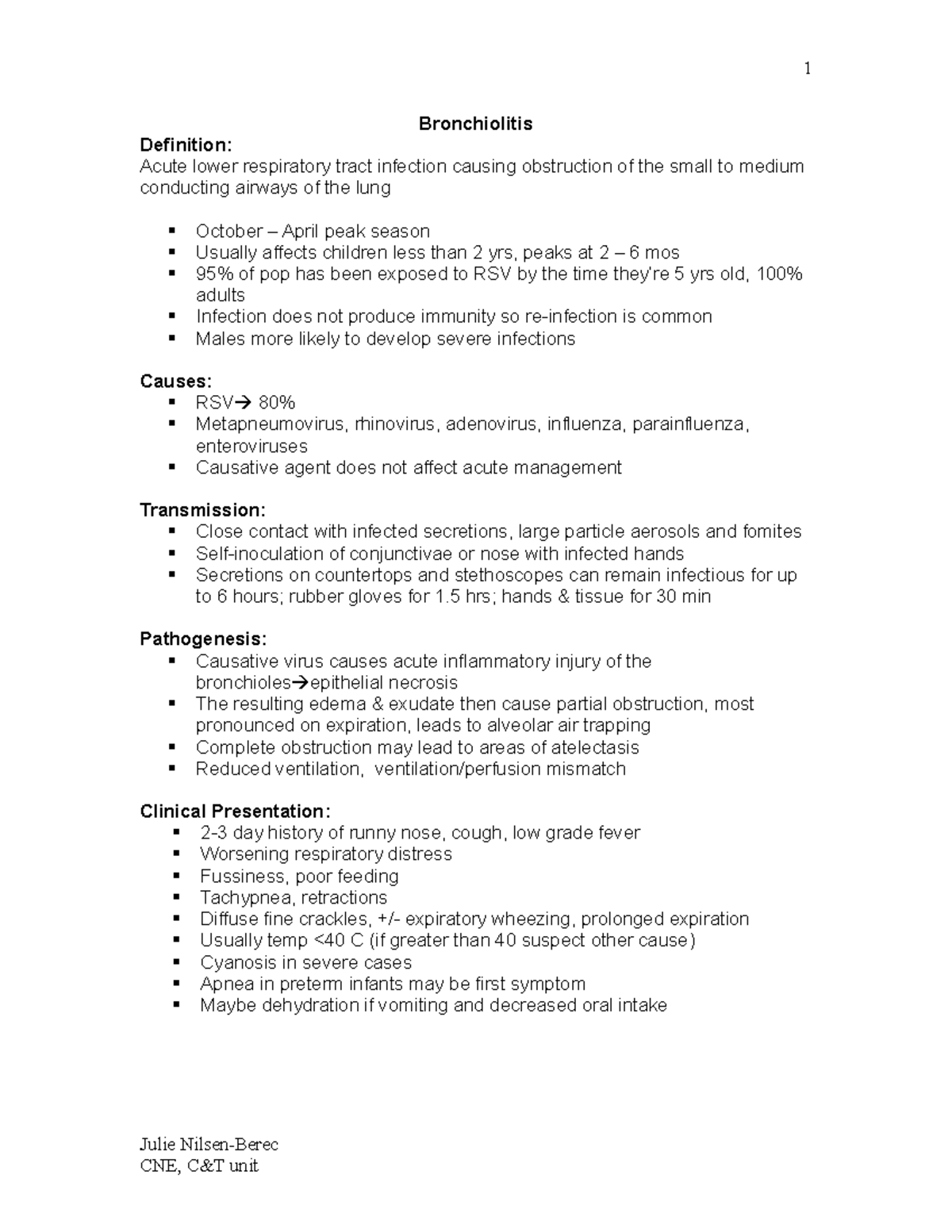 Bronchiolitis - Notes - Bronchiolitis Definition: Acute lower ...