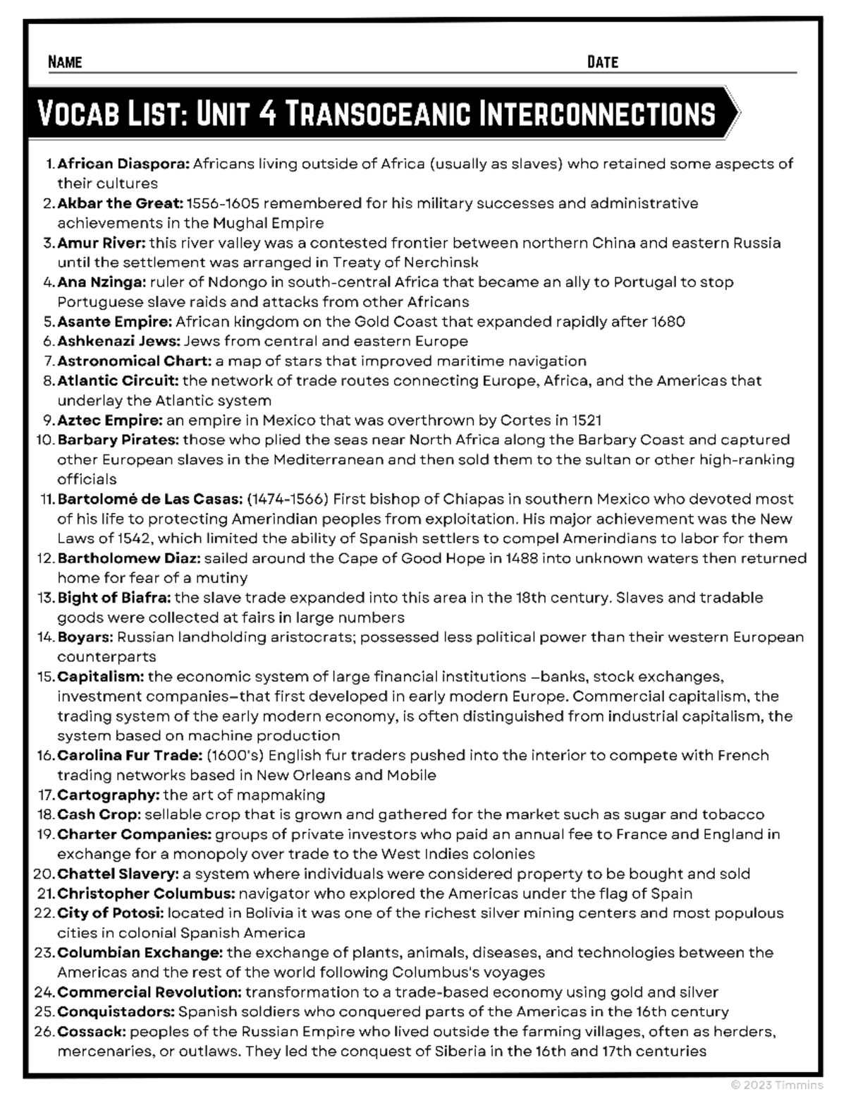 Unit+4+Vocab+List - unit 4 vocabulary list - NAME DATE VOCAB LIST: UNIT ...