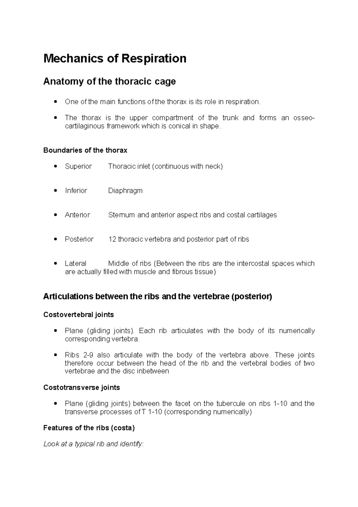 Mechanics of respiration copy - Mechanics of Respiration Anatomy of the ...