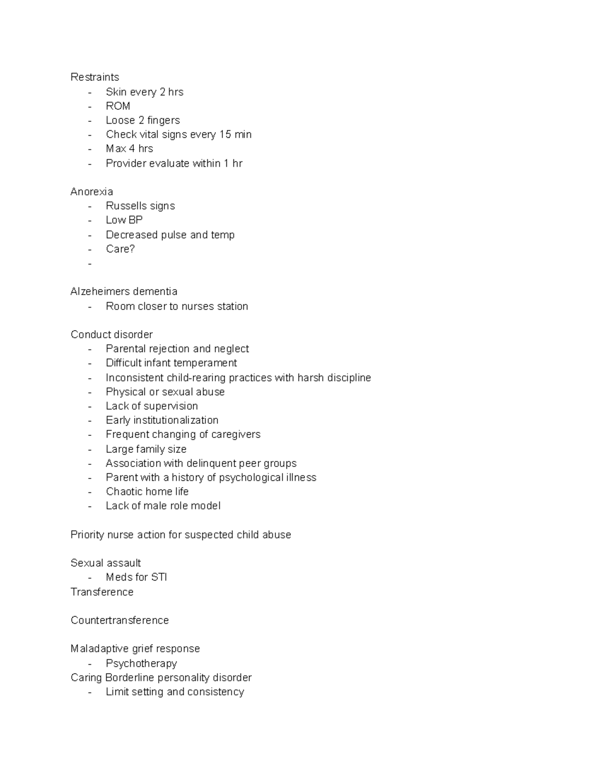 Ati notes 404 Restraints Skin every 2 hrs ROM Loose 2 fingers