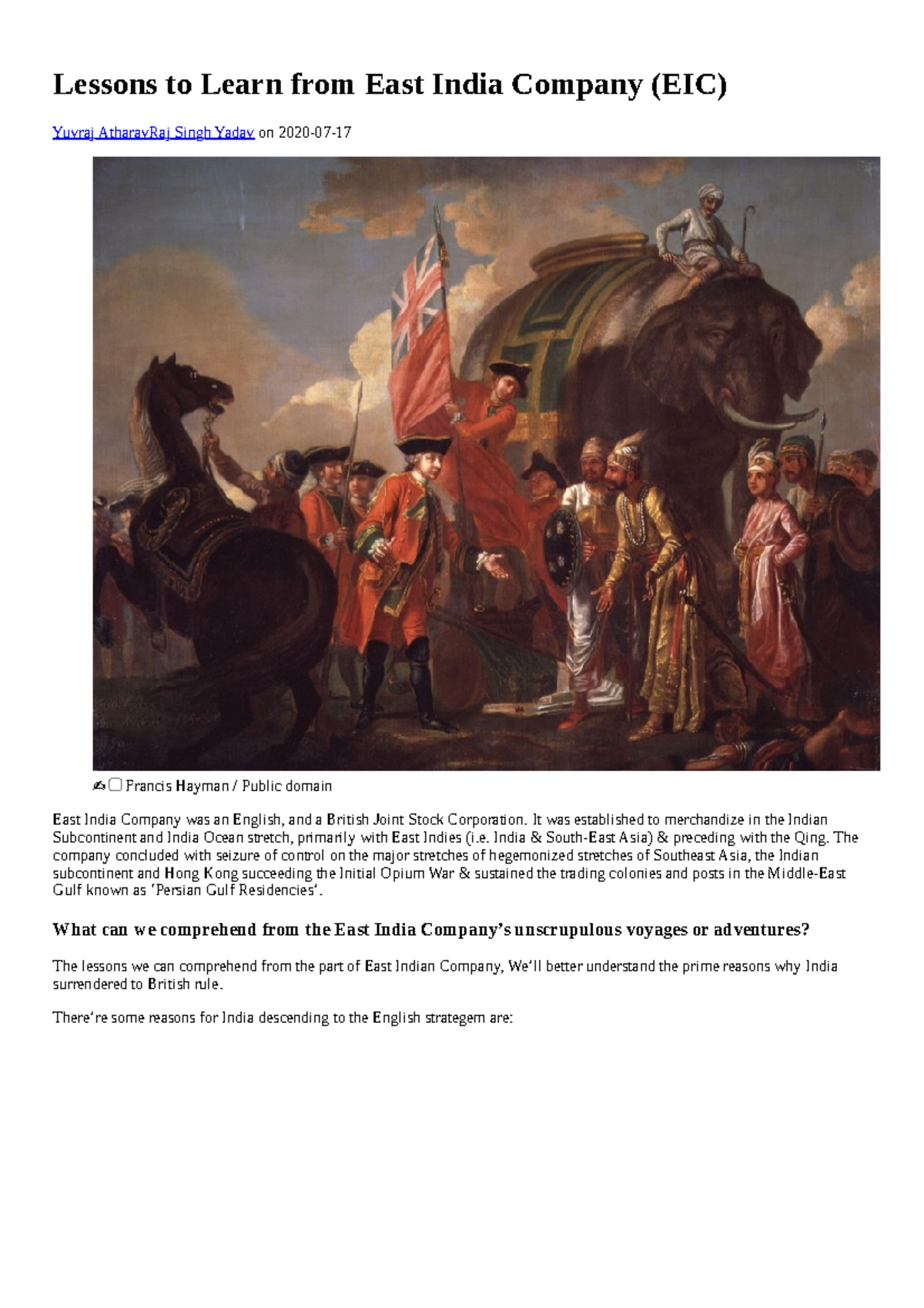 east india company essay