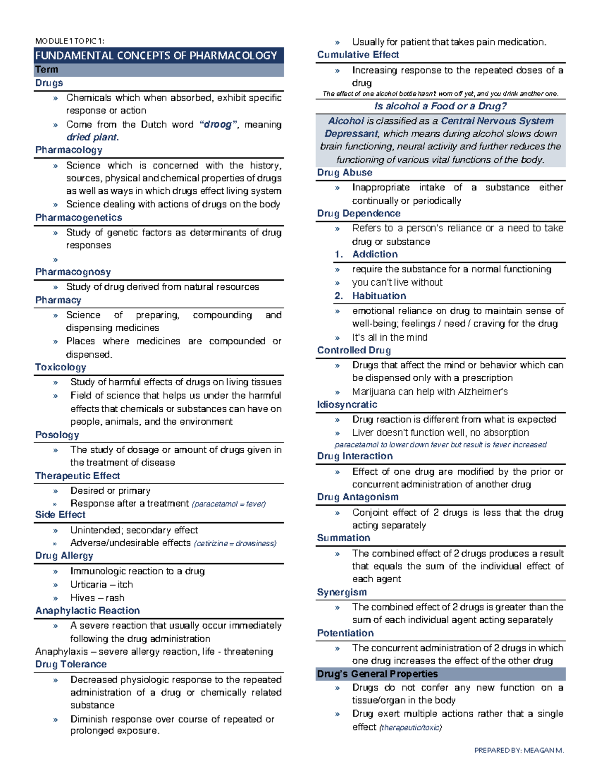 Pharma-Compre - Hala - MODULE 1 TOPIC 1: FUNDAMENTAL CONCEPTS OF ...