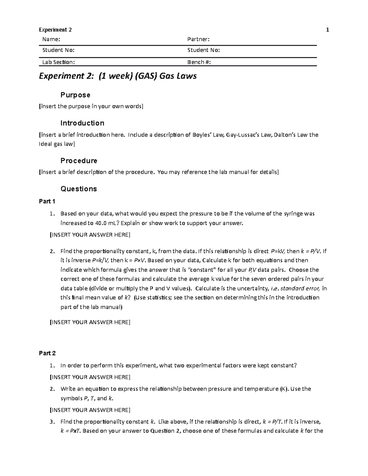 Template Gas Laws - Grade: B - Sc/Chem 1001 - Yorku - Studocu