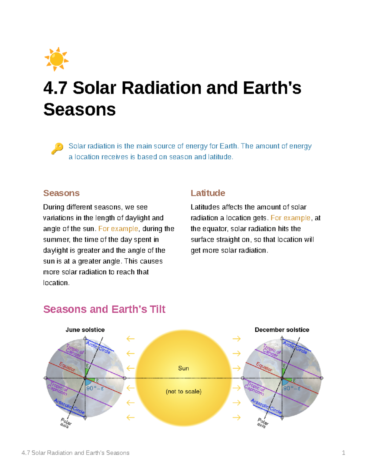 Solar radiation and earths seasons - 4 Solar Radiation and Earth's ...