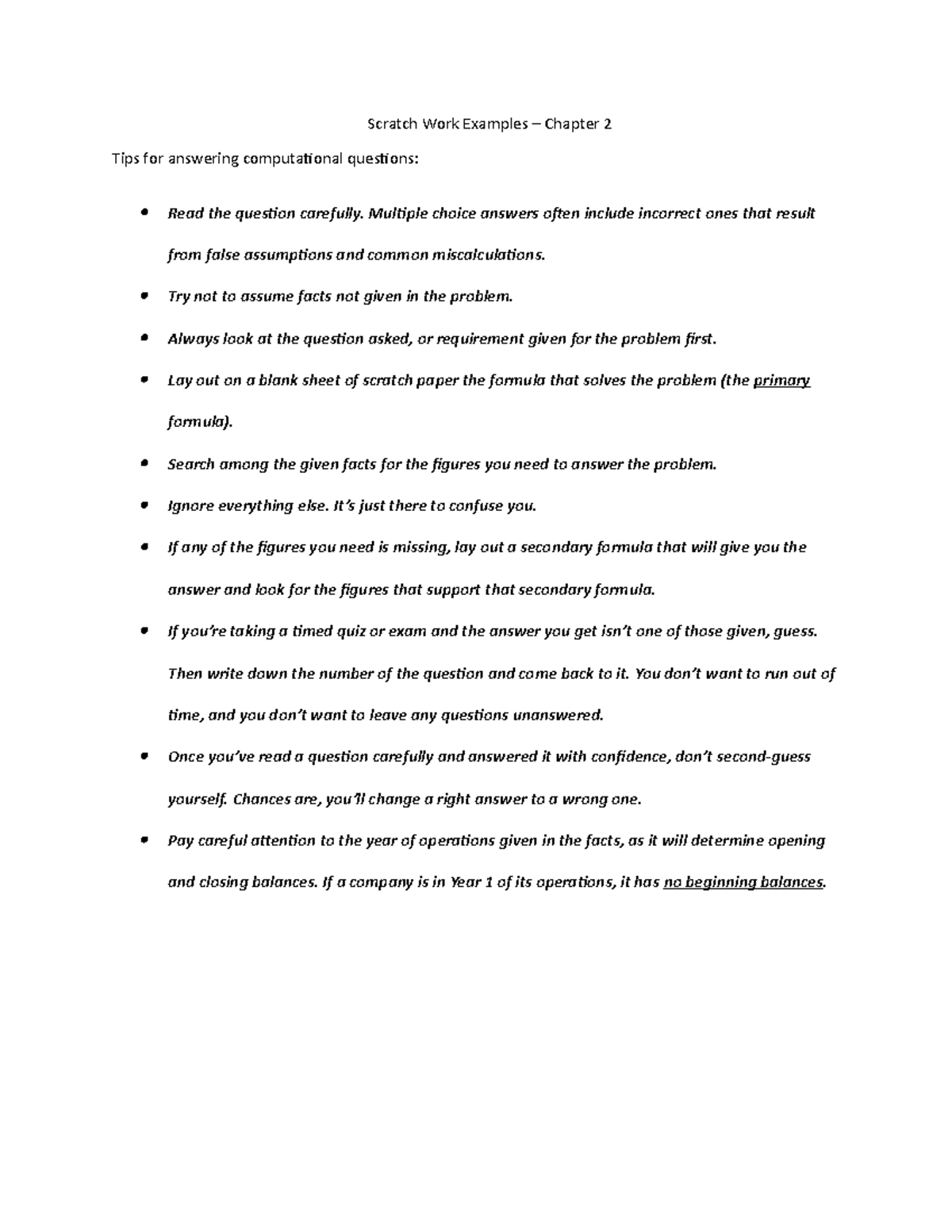 Scratch Work Examples - Chapter 2 - Multiple choice answers often ...