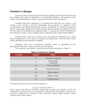 Example Problems for Buckingham Pi - Example Problems for Buckingham Pi ...