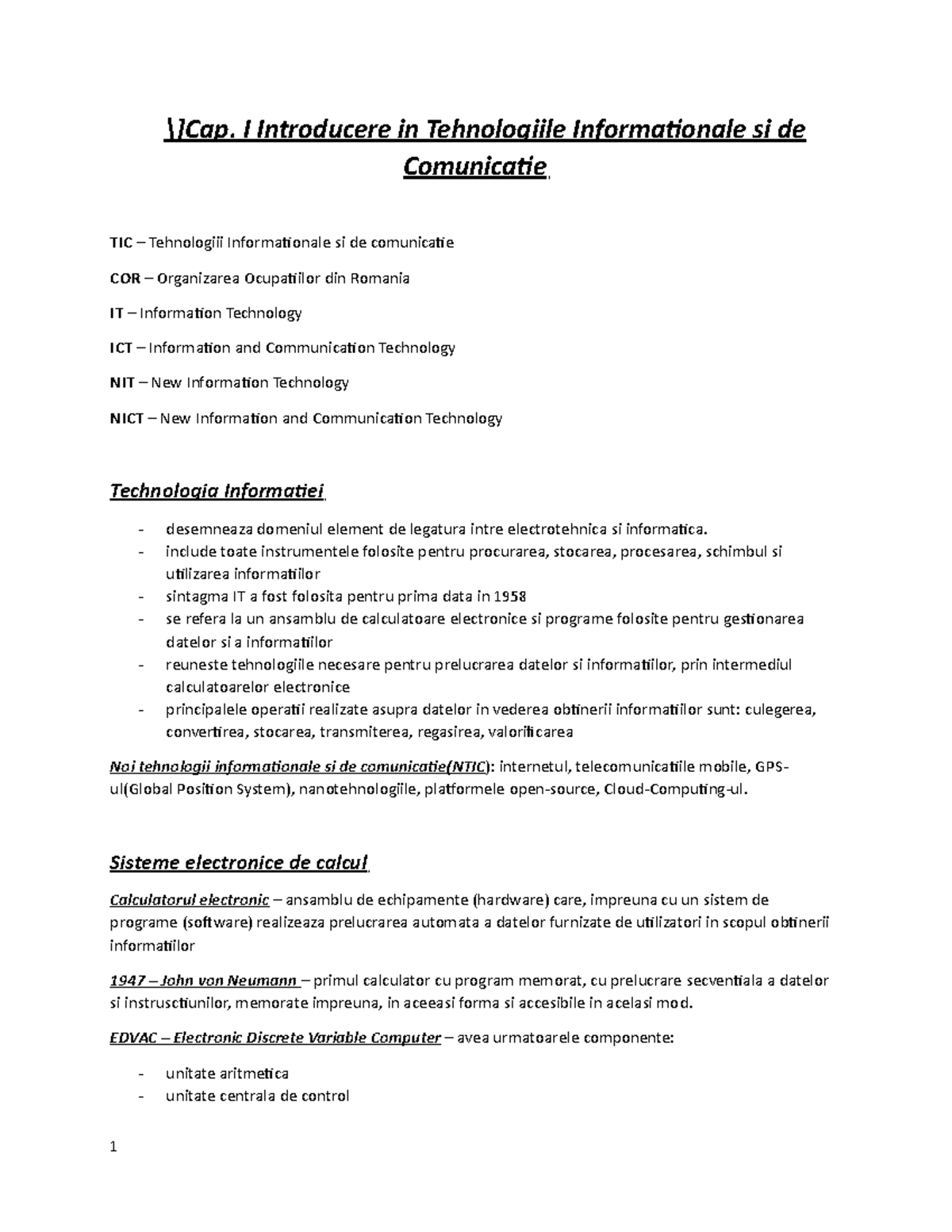Rezumat carte TIA 1 - 1 ]Cap. I Introducere in Tehnologiile ...
