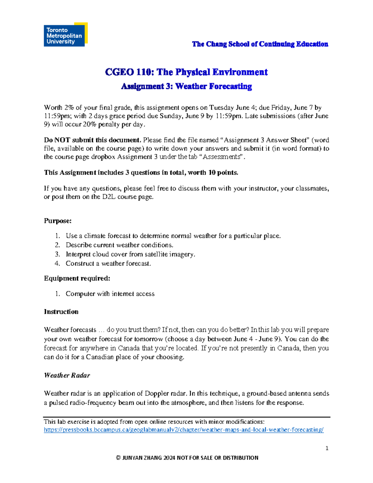 Assignment 3 Weather Forecasting - S2024 - The Chang School of ...