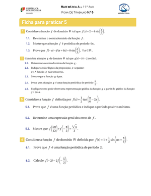 Ficha Matematica - MATEMÁTICA A – 11.º ANO FICHA DE TRABALHO N.º 11 ...