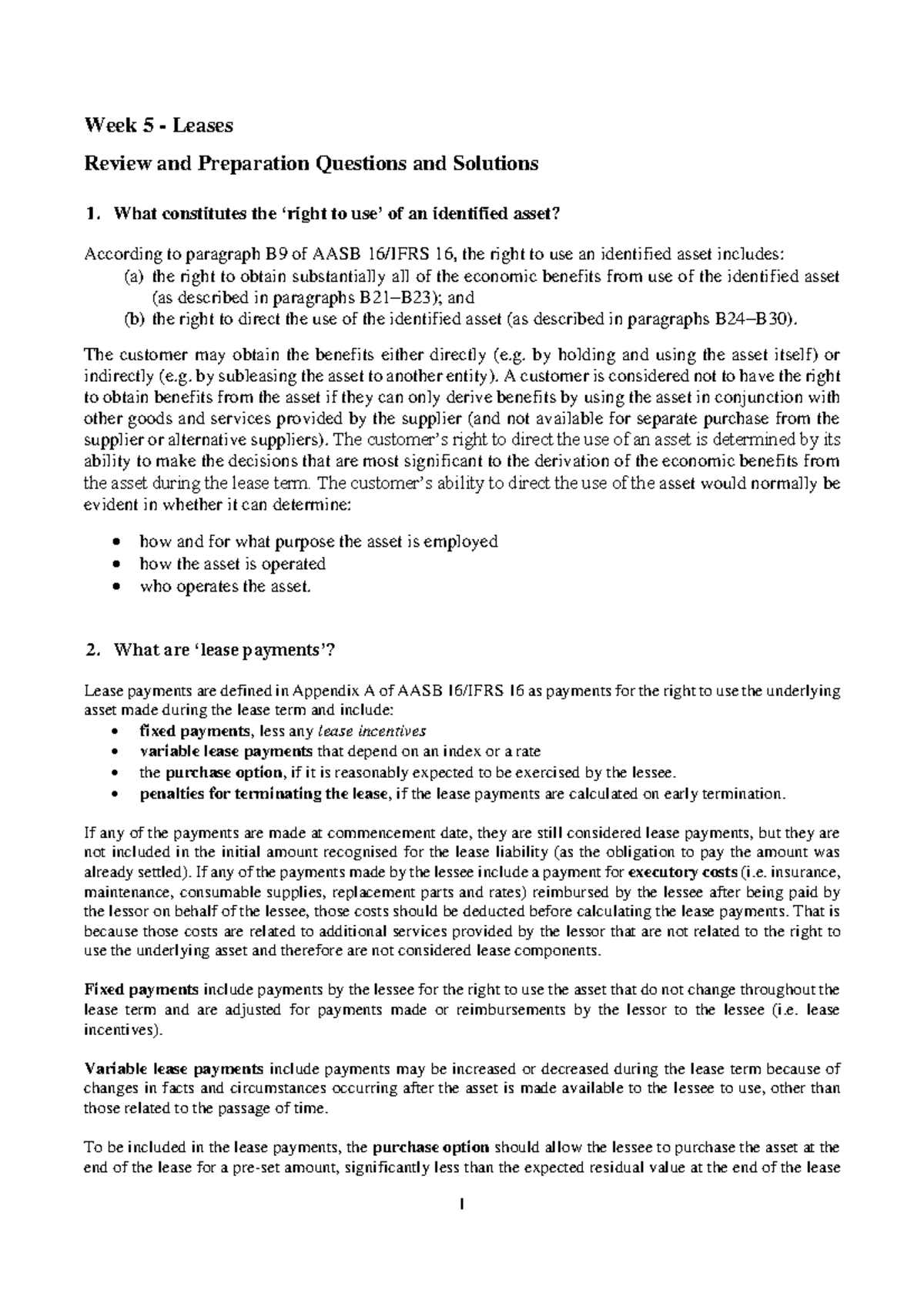 Week 5 - Review and Preparation Questions Solutions-1 - Week 5 - Leases ...
