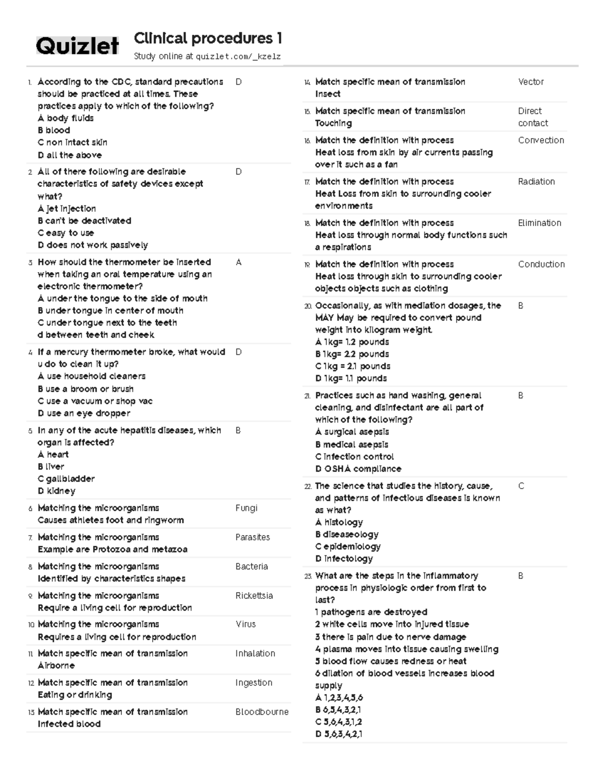 Quizlet (43)quizlet 43 notee According to the CDC, standard