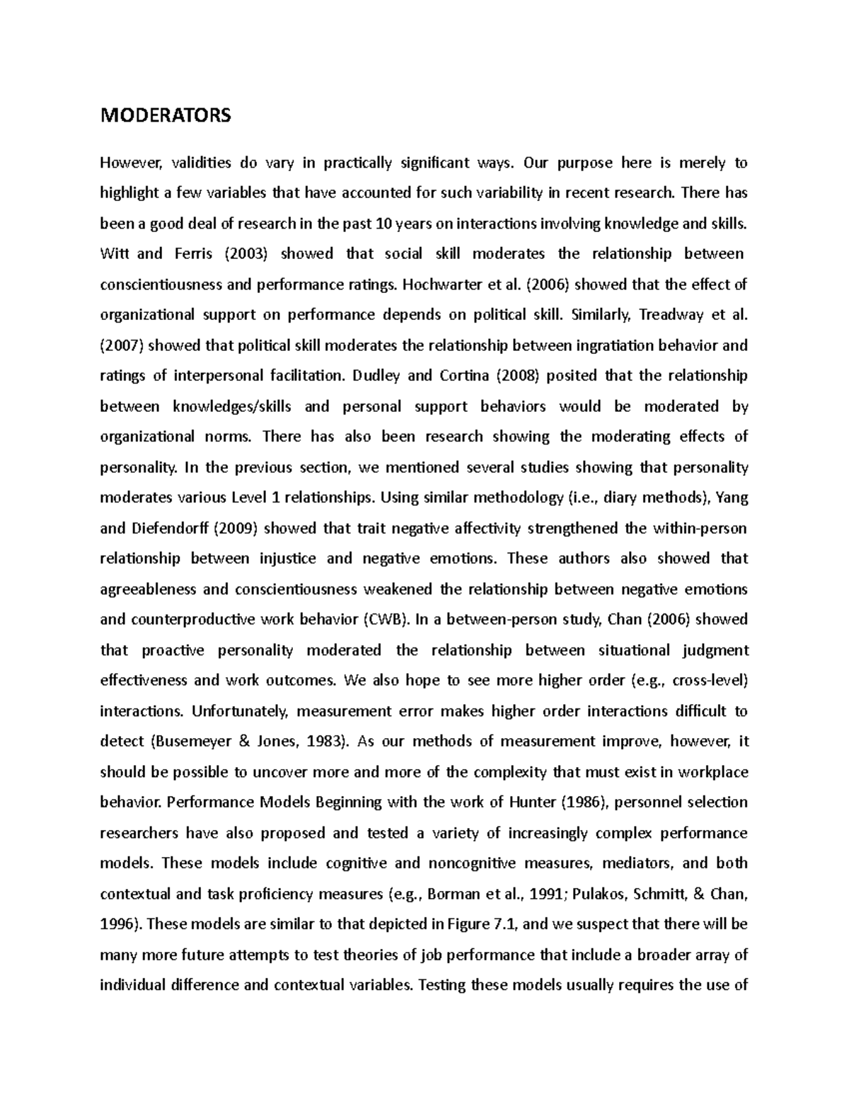 Moderators - MODERATORS However, validities do vary in practically ...