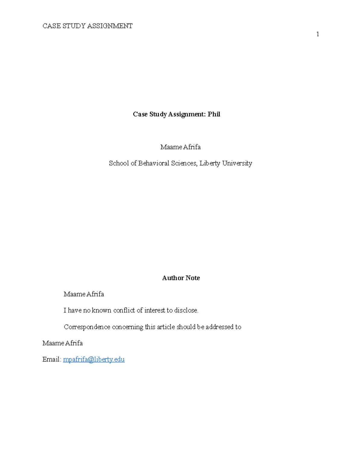 Final Draft for Phil Case Study 1 Case Study Assignment Phil Maame