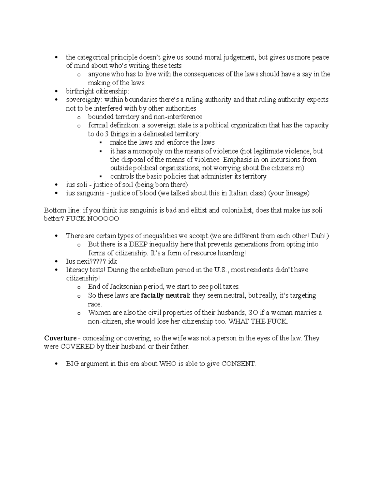 Types of Citizenship the categorical principle doesn’t give us sound