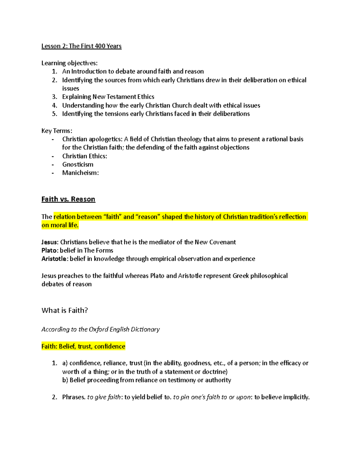 Lesson 2 - The First 400 Years - THEO 204 - Introduction to Christian ...