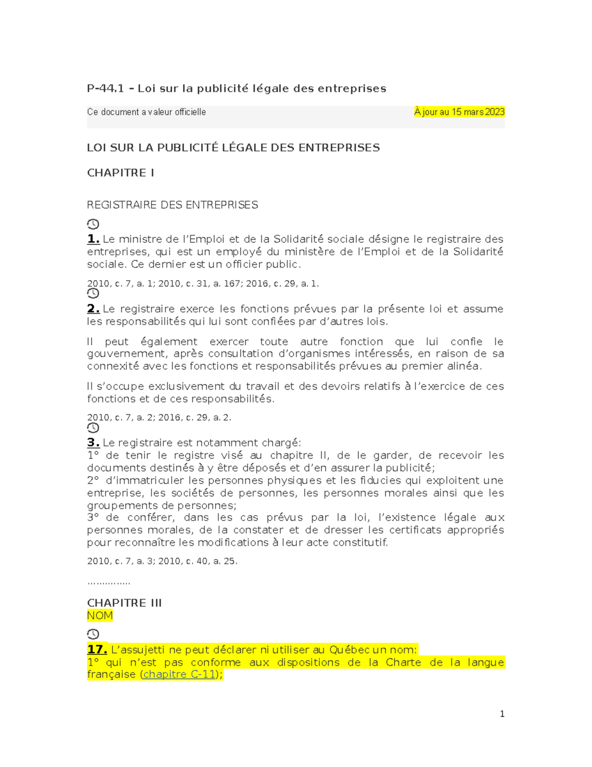 Extrait De La Loi Sur La Publicit Ã© L Ã©gale Des Entreprises (6)-2 - P ...