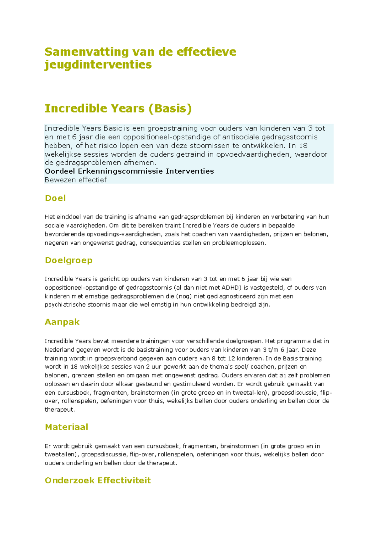 Samenvatting Kwaliteit En Effectiviteit Vd Jeugdzorg: Effectieve ...