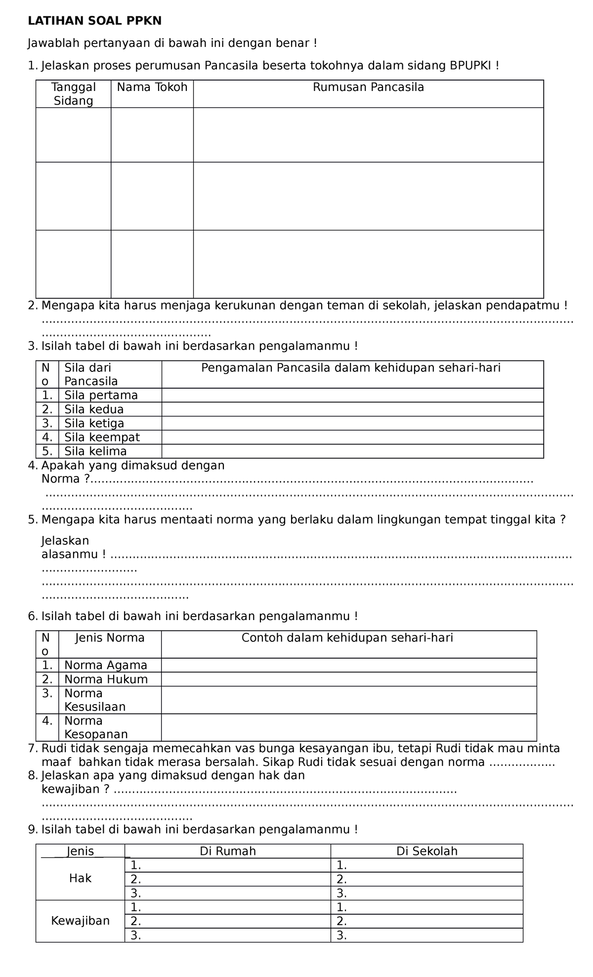 Latihan SOAL PTS PPKN - LATIHAN SOAL PPKN Jawablah Pertanyaan Di Bawah ...