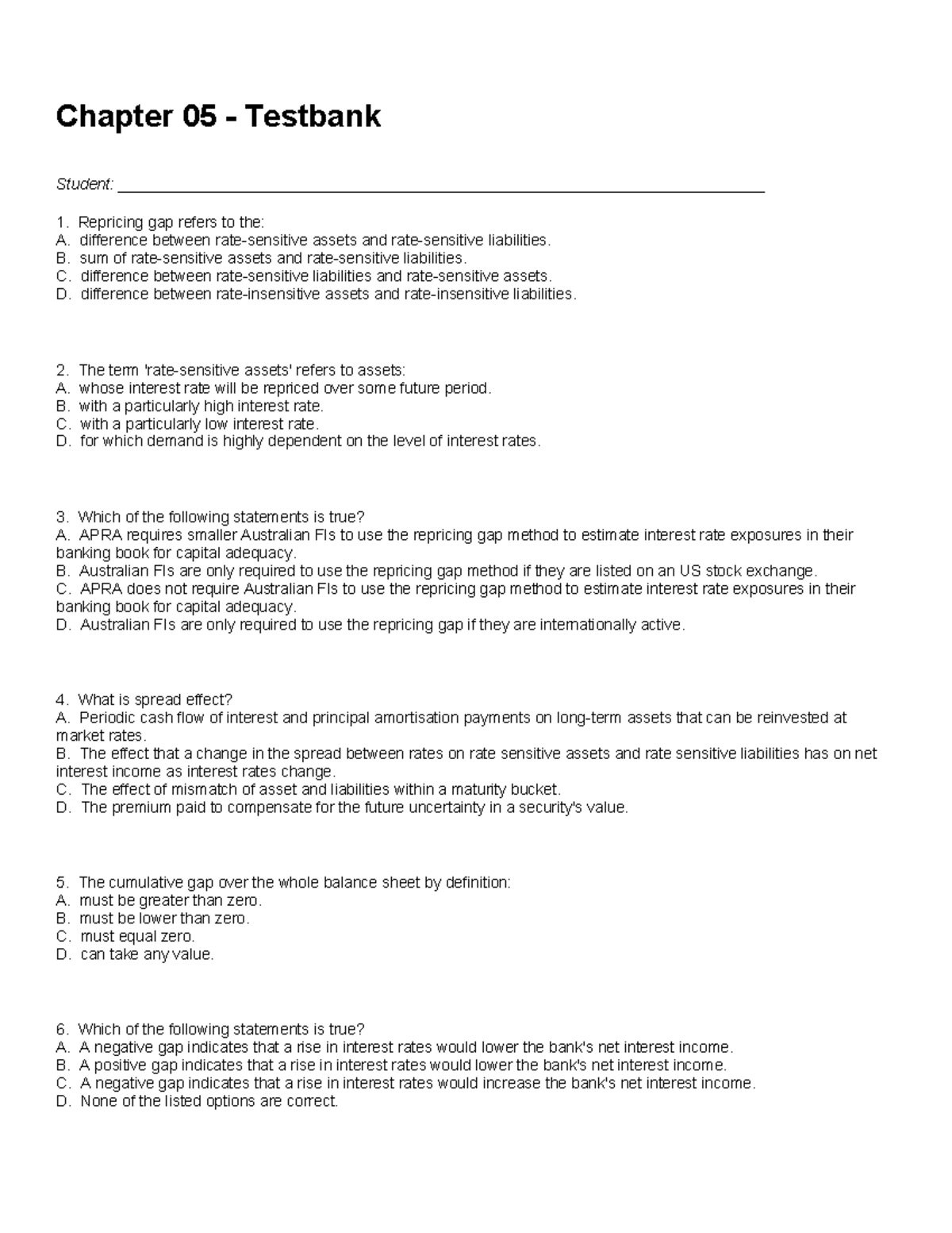 Test chapter-05- 13 January Summer 2021, questions and answers ...